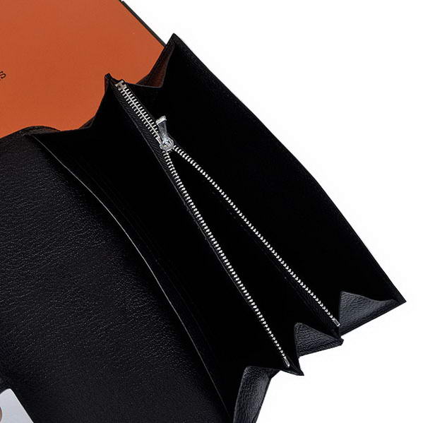 Cheap Fake Hermes Constance Long Wallets Black Calfskin Leather Silver - Click Image to Close